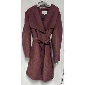 Cole Haan Women's Wool Belted Wrap Coat Mauve Plus size 1X